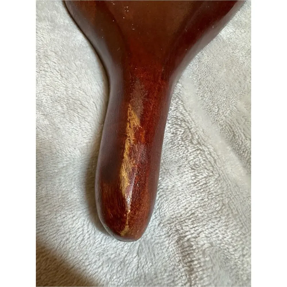 Vtg Mid Century Wood Leaf Divided Serving Platter 3 Section Tray Handle 20